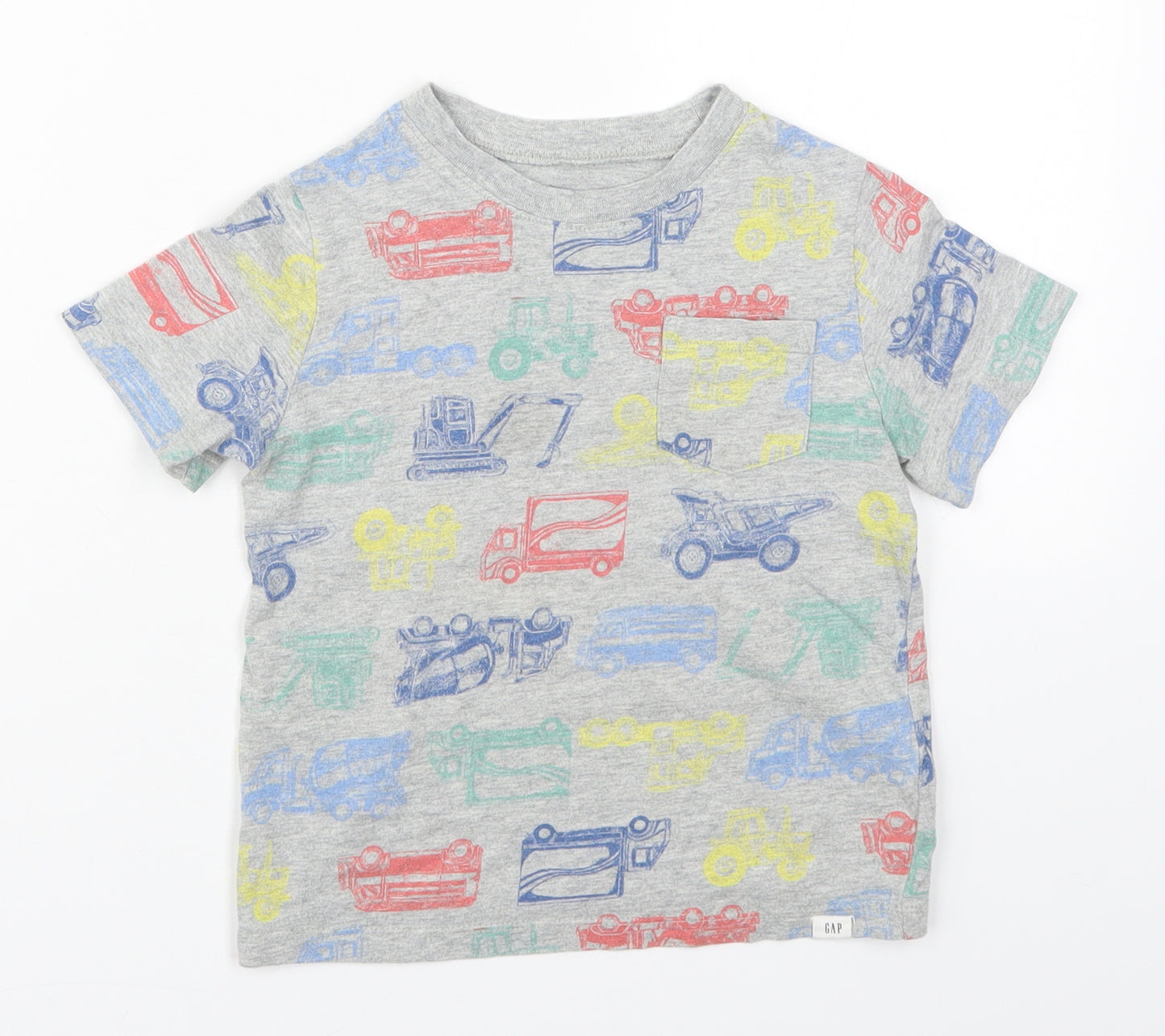 Gap Boys Multicoloured  Cotton Basic T-Shirt Size 5 Years Crew Neck Pullover - Trucks