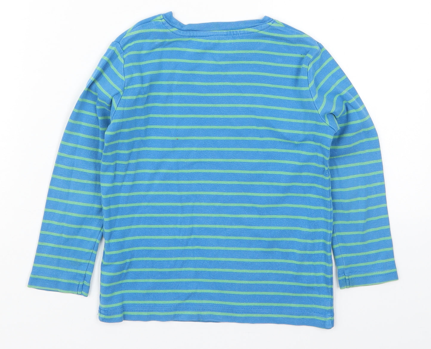 Esprit Boys Blue Striped Cotton Basic T-Shirt Size 4-5 Years Crew Neck Pullover - Green