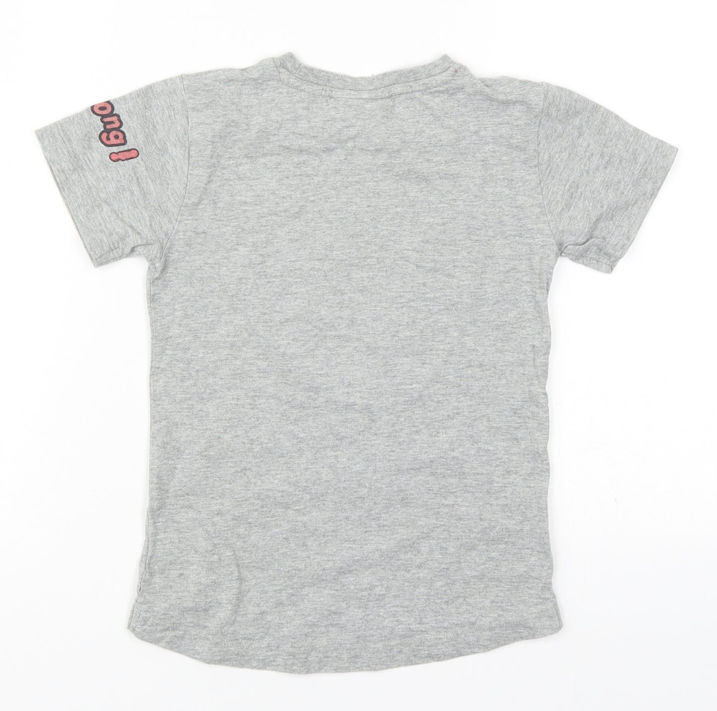NEXT Boys Grey  Cotton Basic T-Shirt Size 4-5 Years Crew Neck Pullover - Mr Strong
