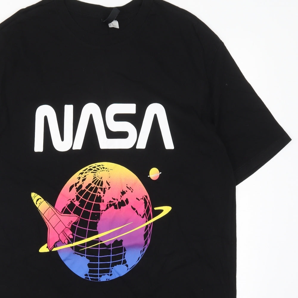 H&M Womens Black  Cotton T-Shirt Dress  Size M  Crew Neck Pullover - Nasa