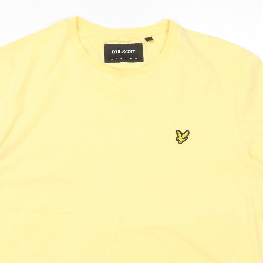 Lyle & Scott Mens Yellow  Cotton  T-Shirt Size XL Crew Neck