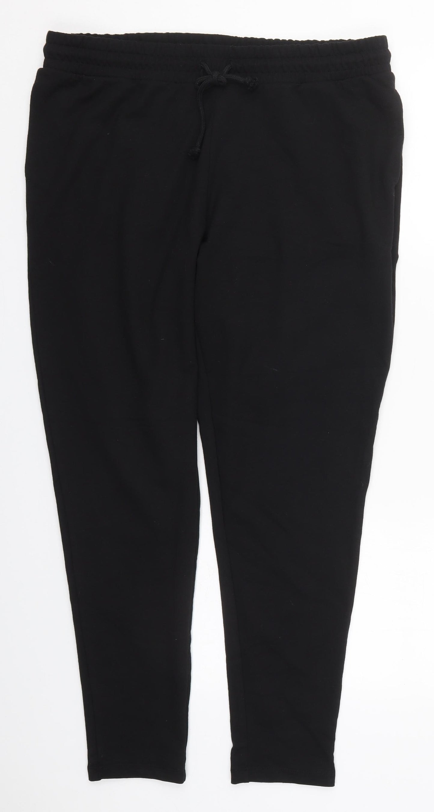 Primark Womens Black  Cotton Sweatpants Trousers Size 14 L28 in Regular Drawstring