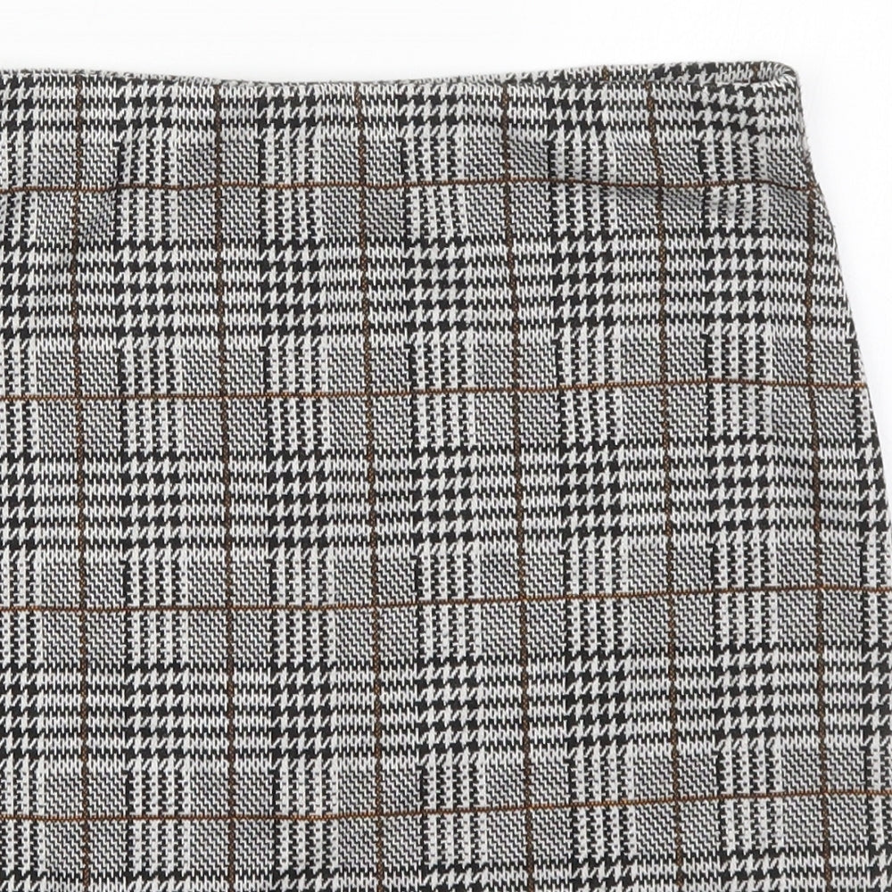 New Look Womens Grey Check Polyester Mini Skirt Size 8