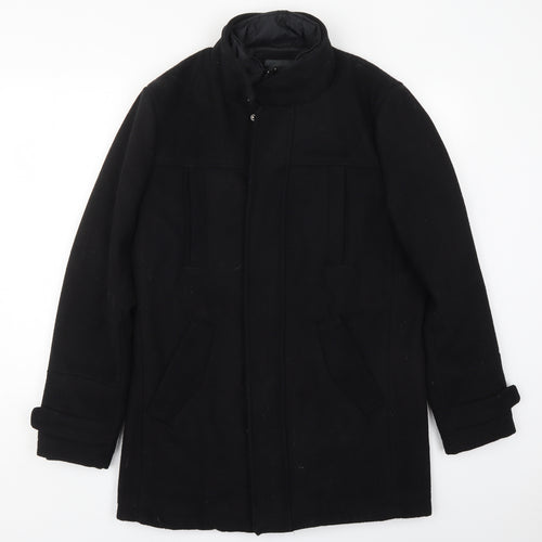 Primark Mens Black   Overcoat Coat Size M  Zip