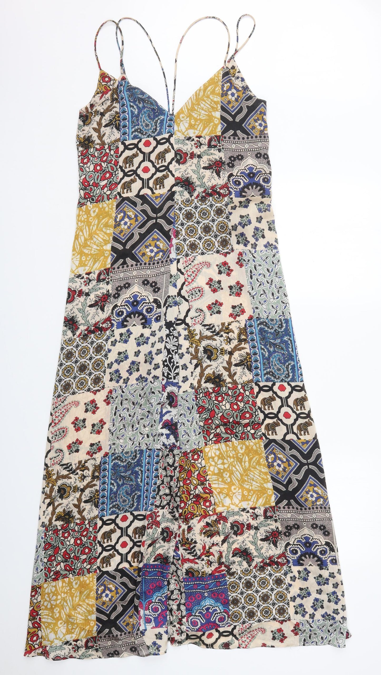 Zara Womens Multicoloured Geometric Polyester Jumpsuit One-Piece Size XS L24 in Zip