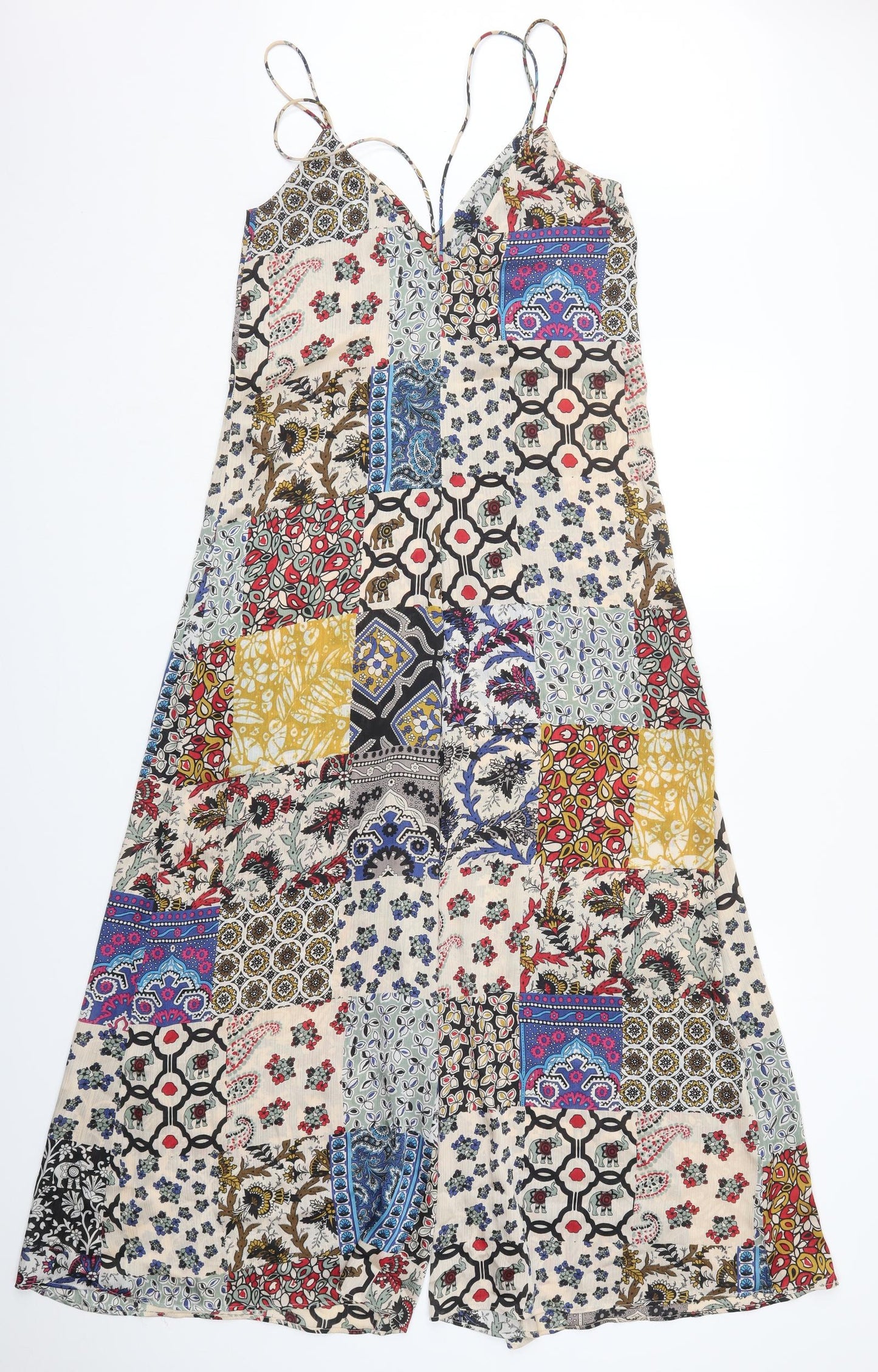 Zara Womens Multicoloured Geometric Polyester Jumpsuit One-Piece Size XS L24 in Zip