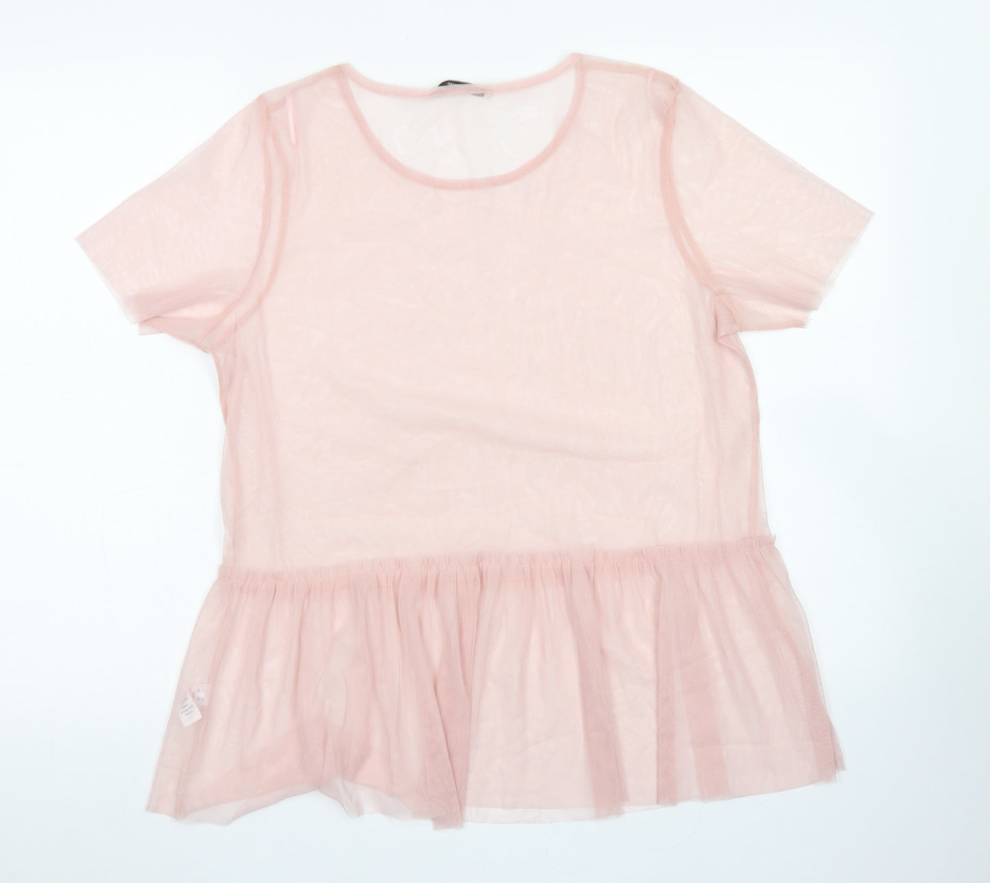 George Womens Pink  Polyester Basic Blouse Size 16 Crew Neck - Peplum