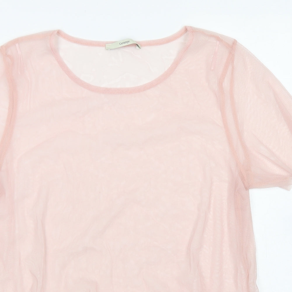 George Womens Pink  Polyester Basic Blouse Size 16 Crew Neck - Peplum