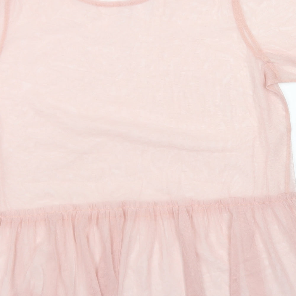 George Womens Pink  Polyester Basic Blouse Size 16 Crew Neck - Peplum