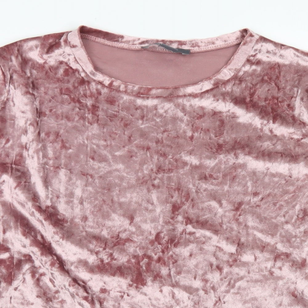 Primark Womens Pink  Polyester Basic Blouse Size 14 Crew Neck