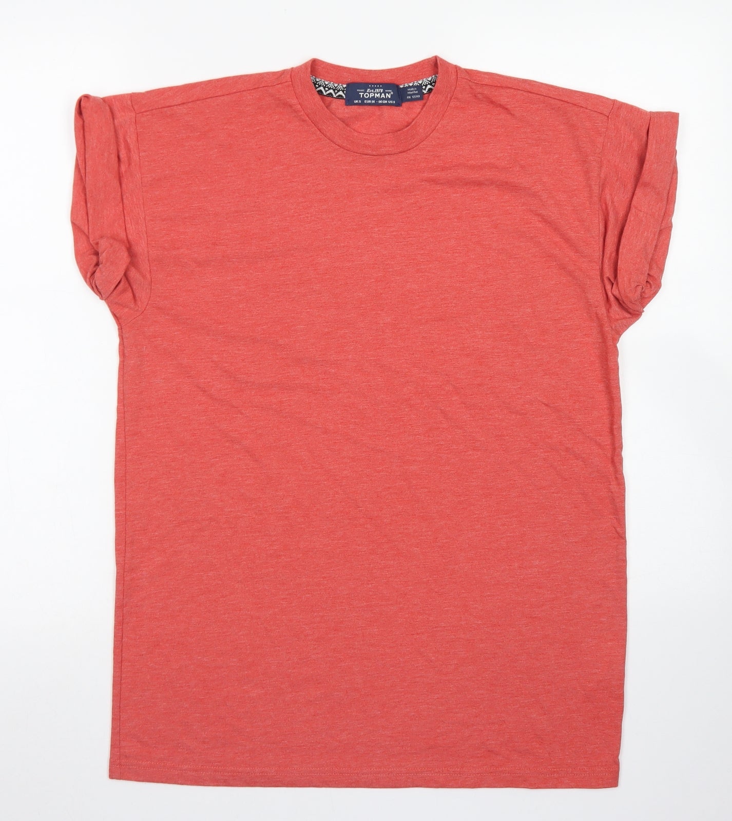 Topman Mens Orange  Cotton  T-Shirt Size S Crew Neck
