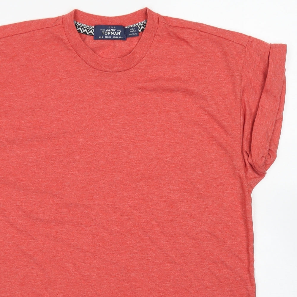 Topman Mens Orange  Cotton  T-Shirt Size S Crew Neck