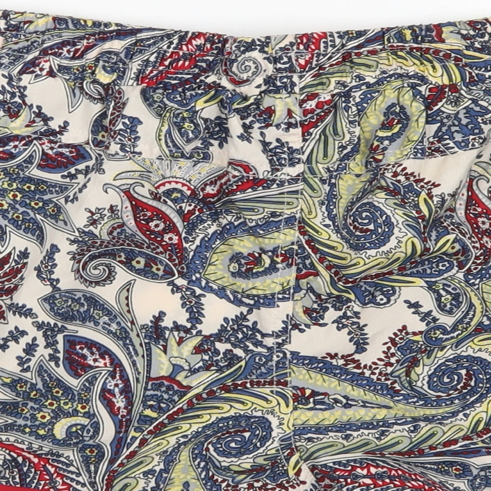 Denim Co Womens Ivory Paisley Polyester Hot Pants Shorts Size 12  Regular Drawstring