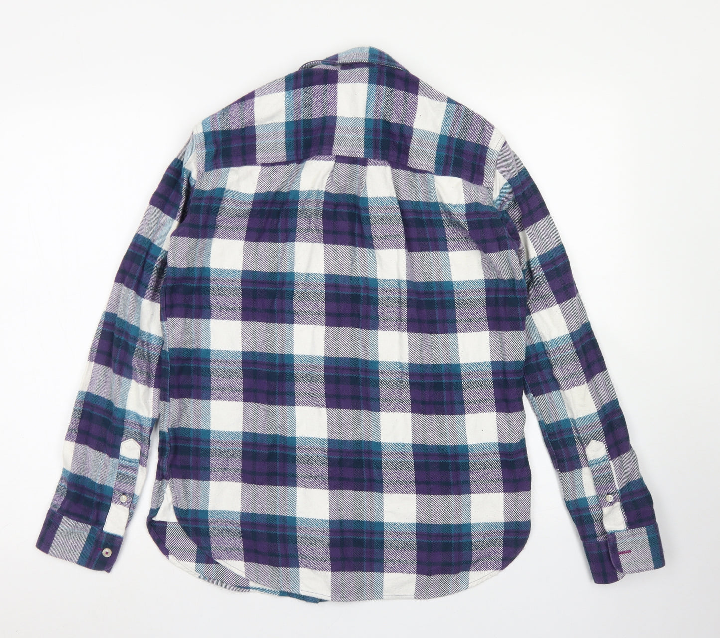 Jack Wills Womens Purple Plaid Cotton Basic Button-Up Size 8 Collared - Boyfriend Fit