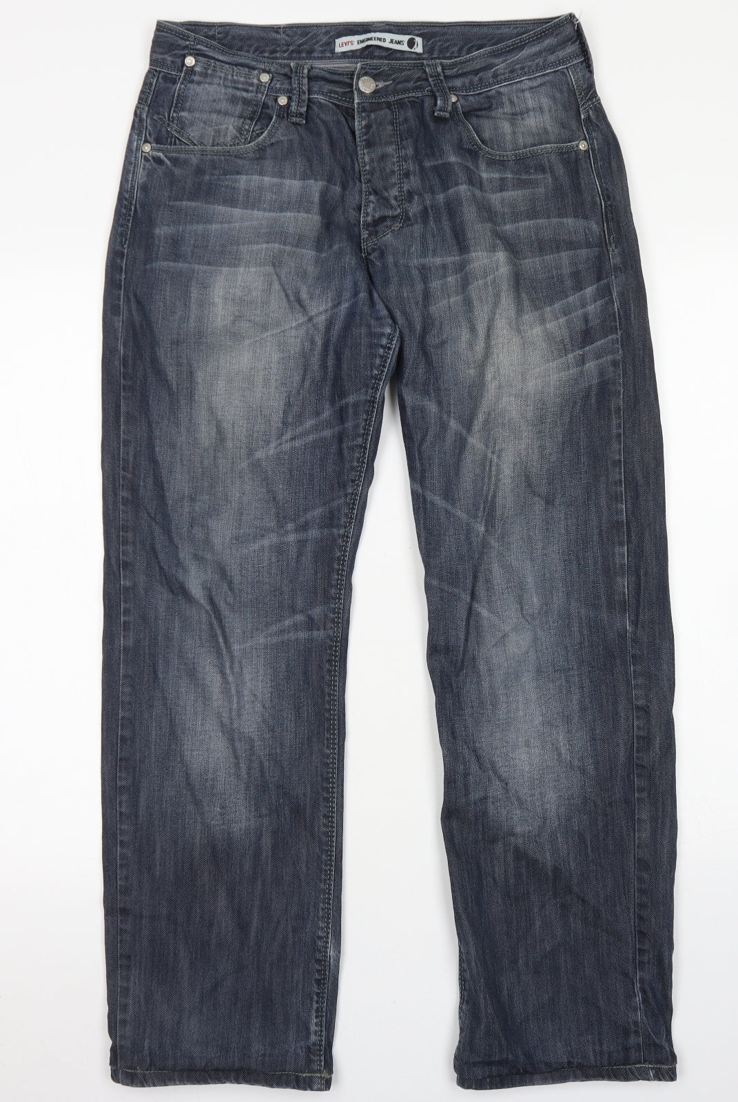 Levi's Mens Blue  Cotton Straight Jeans Size 32 in L29 in Regular Button