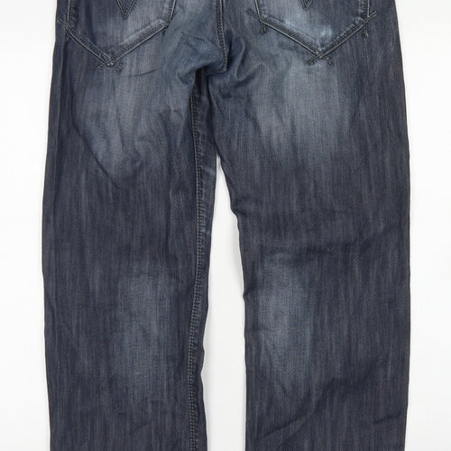 Levi's Mens Blue  Cotton Straight Jeans Size 32 in L29 in Regular Button