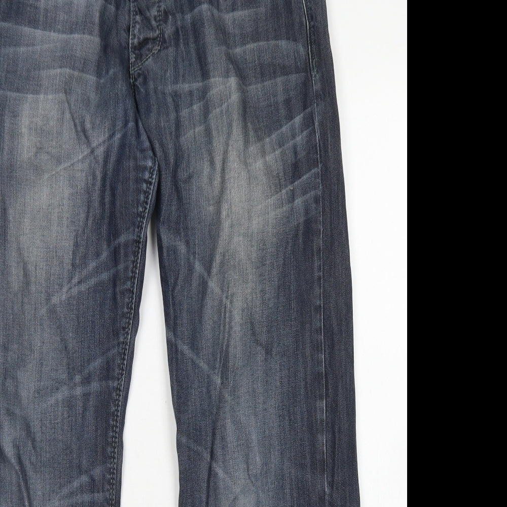 Levi's Mens Blue  Cotton Straight Jeans Size 32 in L29 in Regular Button