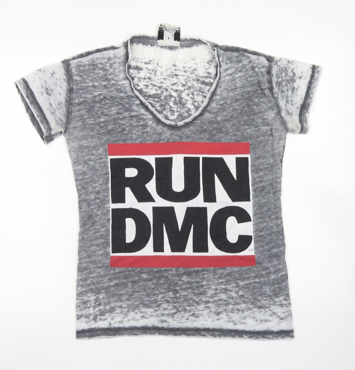 Atmosphere Womens Grey  Cotton Basic T-Shirt Size 10 V-Neck - RUN DMC
