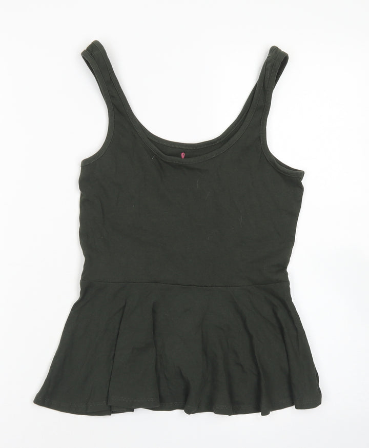 Atmosphere Womens Green  Cotton Basic Tank Size 10 Round Neck - Peplum