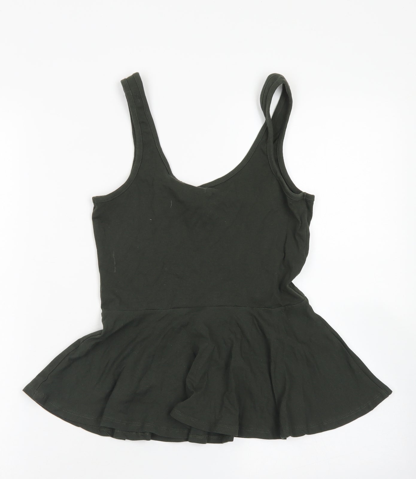 Atmosphere Womens Green  Cotton Basic Tank Size 10 Round Neck - Peplum