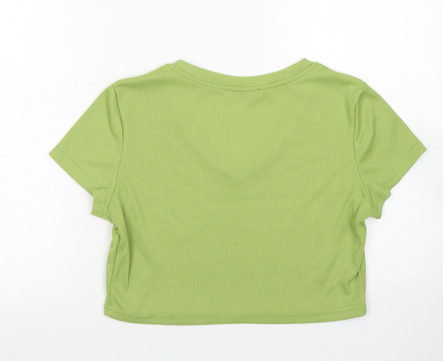 SheIn Womens Green  Polyester Cropped T-Shirt Size XL V-Neck