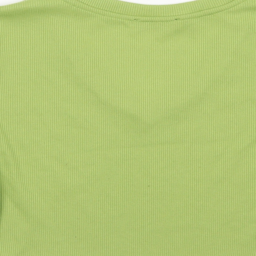 SheIn Womens Green  Polyester Cropped T-Shirt Size XL V-Neck