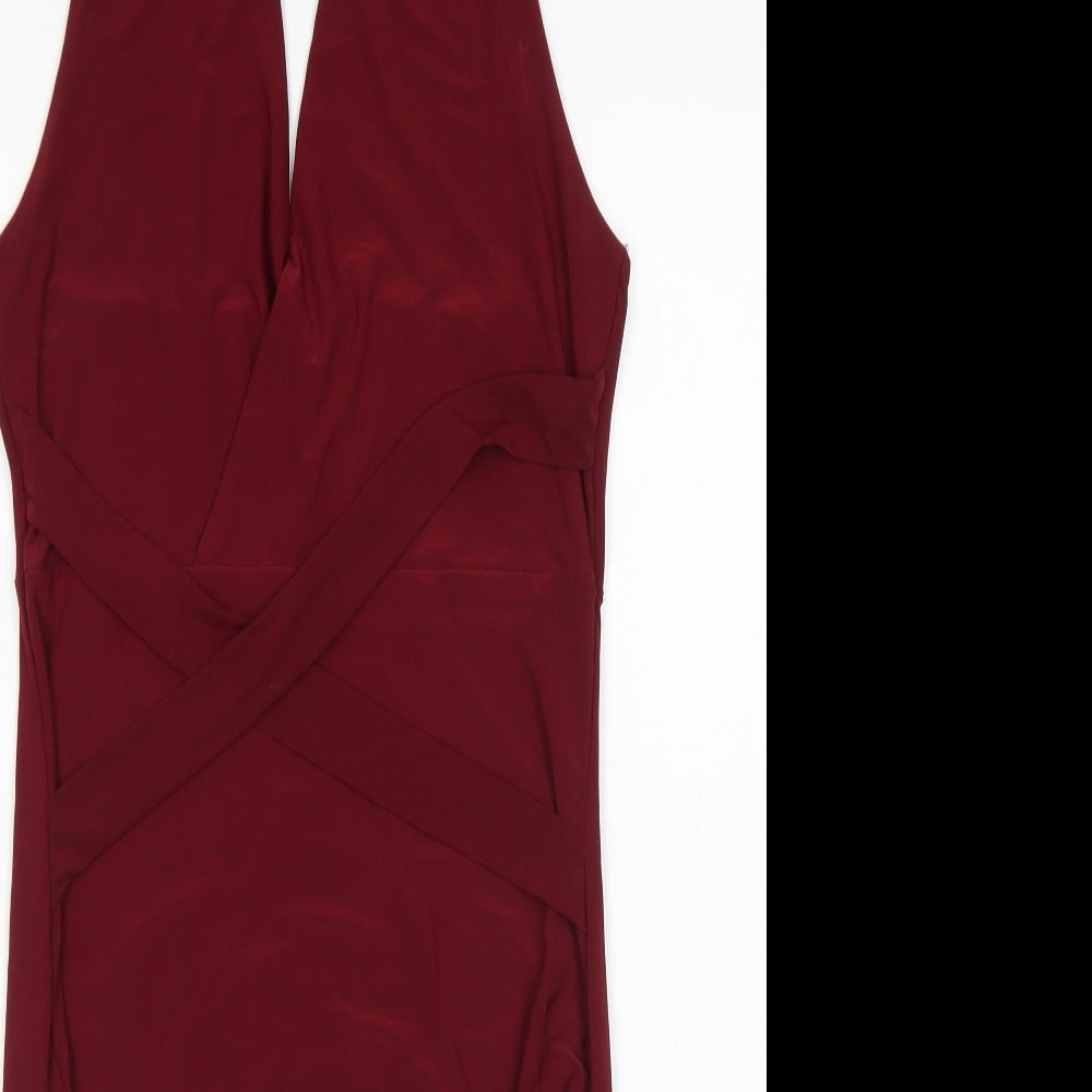Missguided Womens Red  Polyester Bodycon  Size 14  Halter