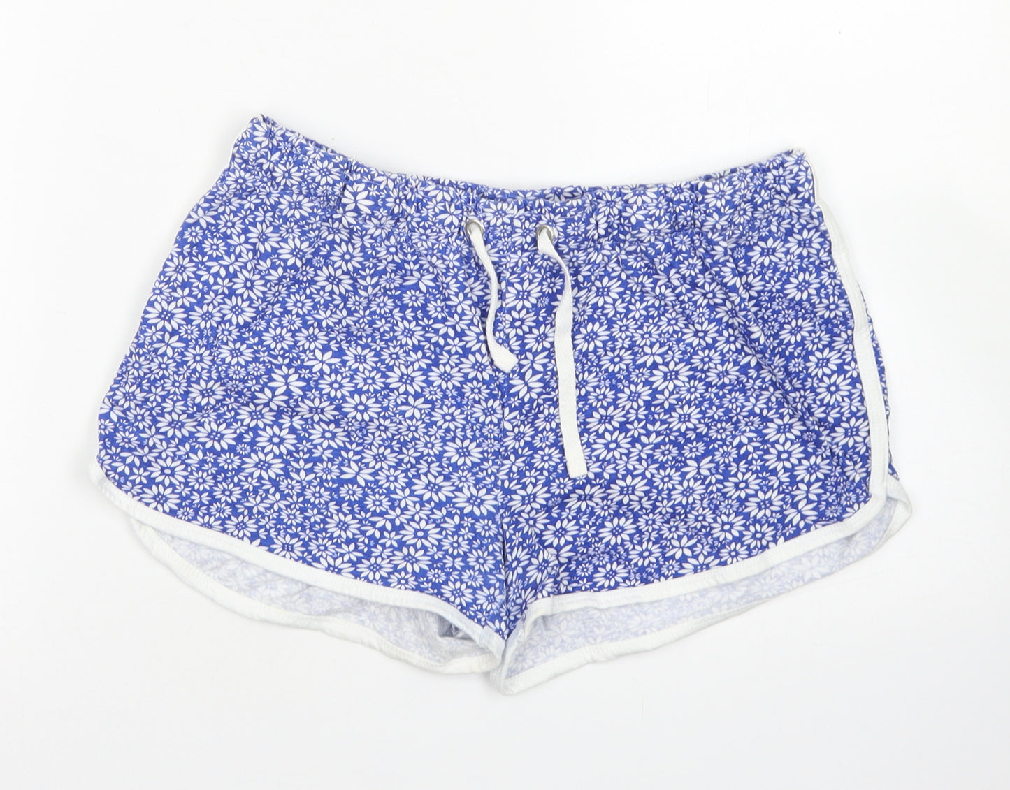 Atmosphere Womens Blue Floral Cotton Hot Pants Shorts Size 12  Regular Drawstring