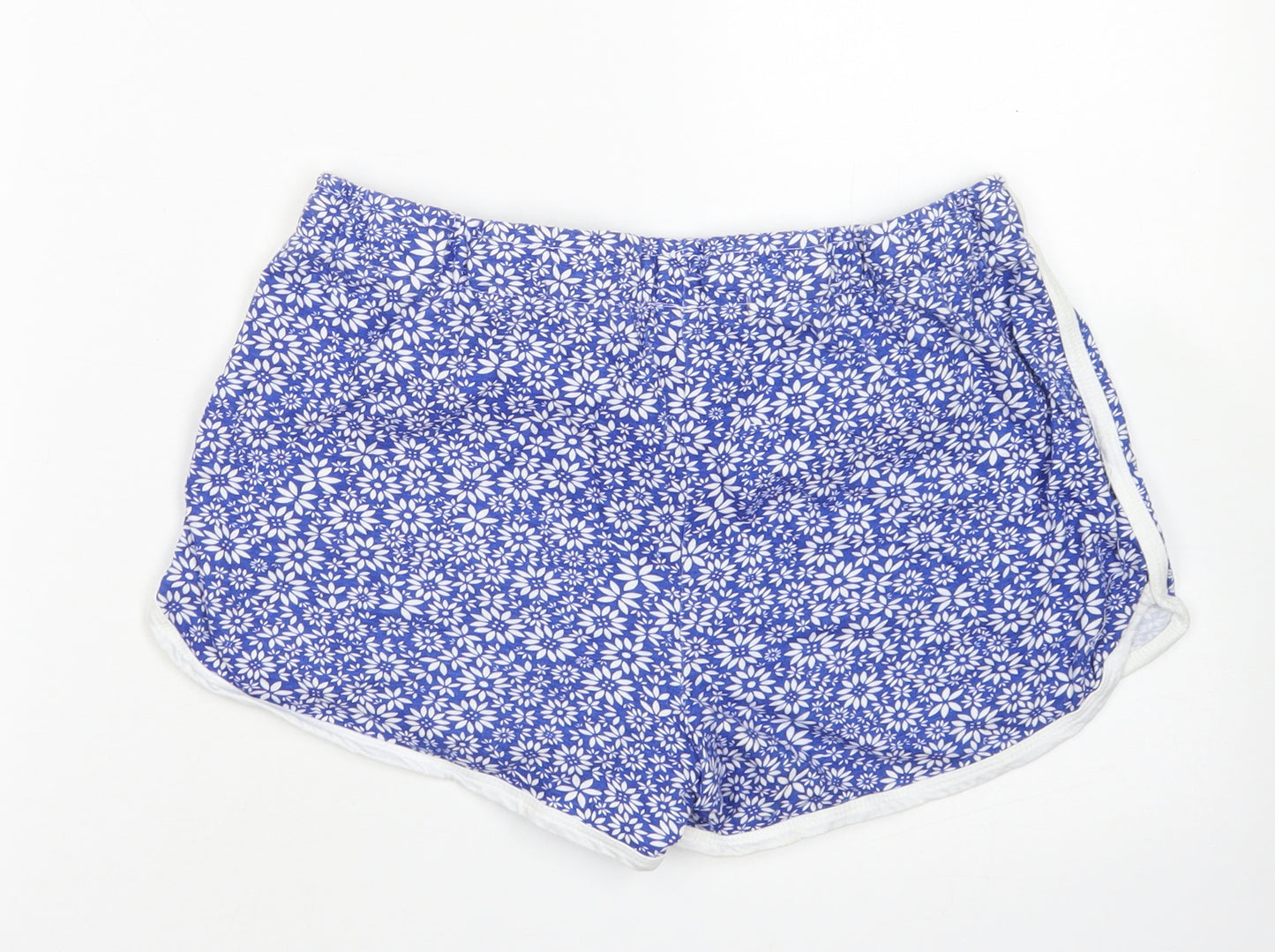Atmosphere Womens Blue Floral Cotton Hot Pants Shorts Size 12  Regular Drawstring