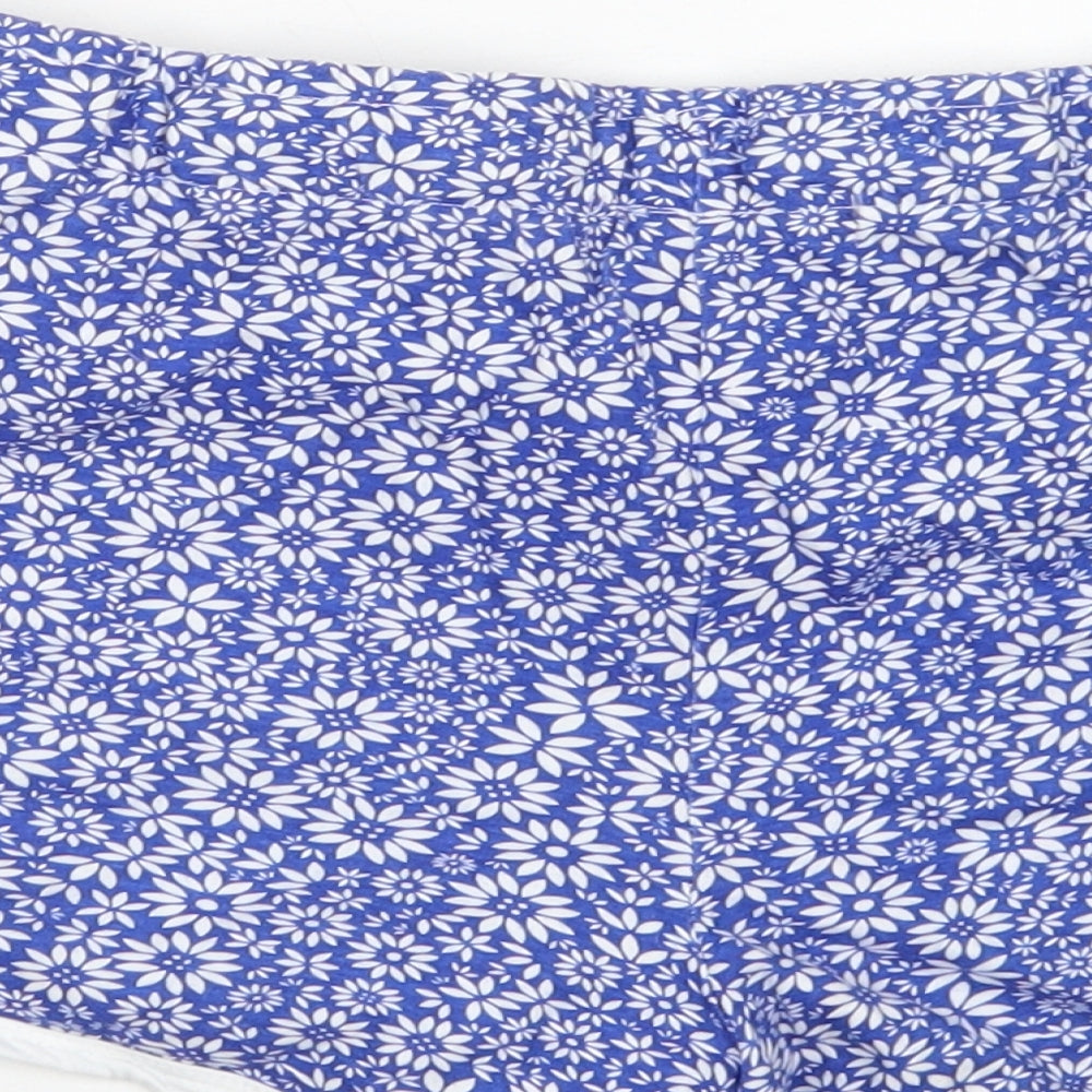 Atmosphere Womens Blue Floral Cotton Hot Pants Shorts Size 12  Regular Drawstring