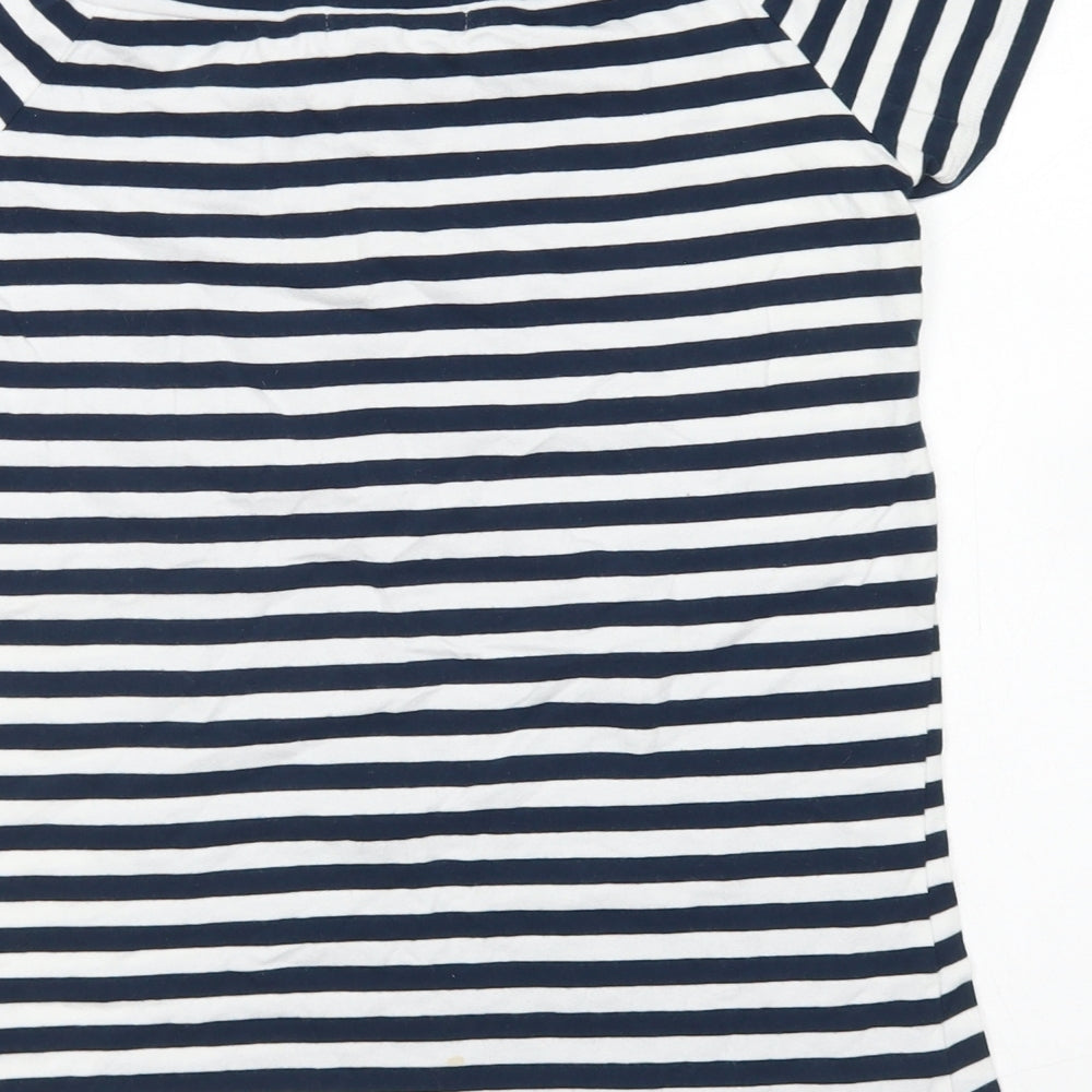 Atmosphere Womens Blue Striped Cotton Basic T-Shirt Size 12 Boat Neck