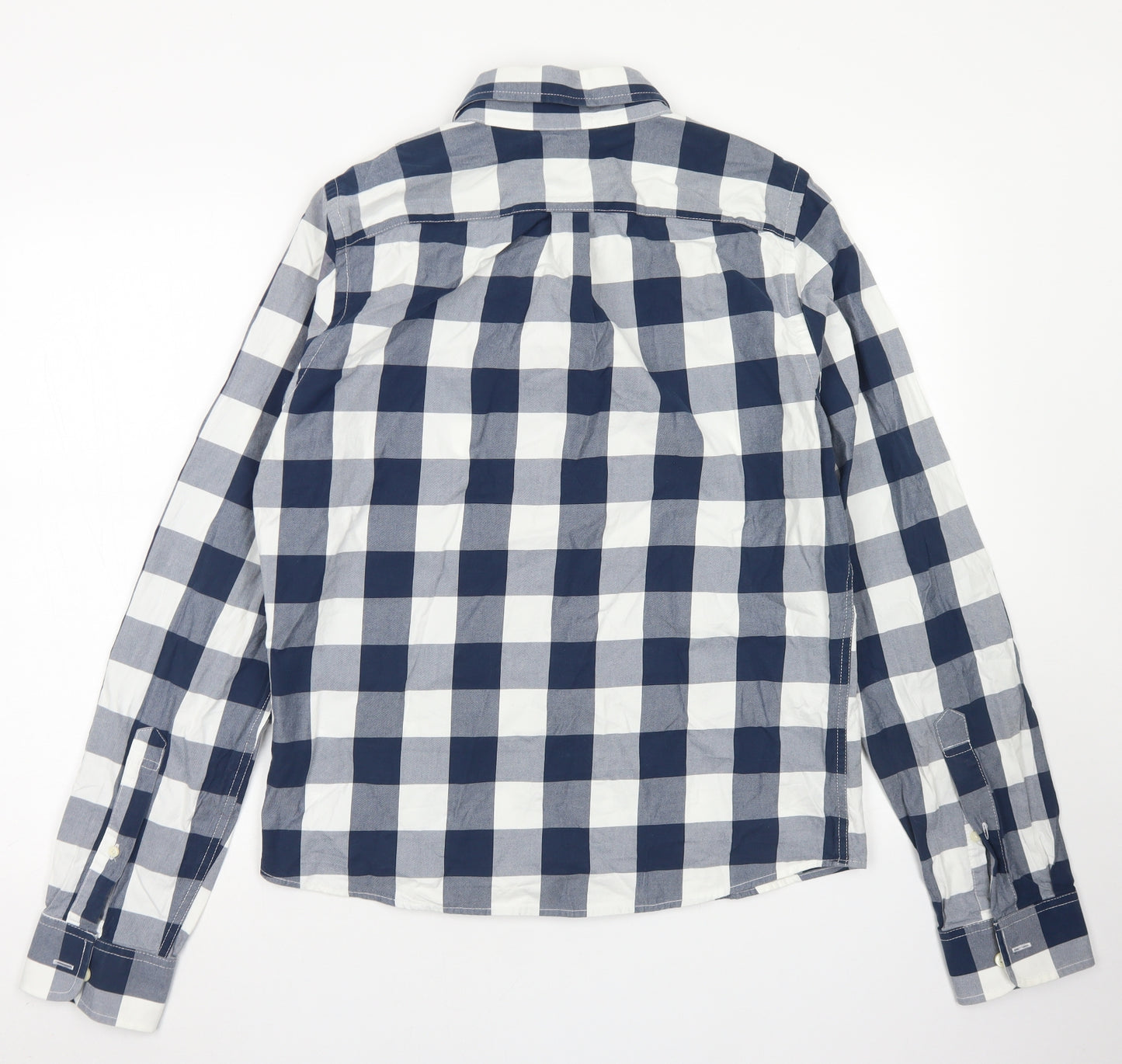 Abercrombie & Fitch Mens Blue Check Cotton  Button-Up Size L Collared Button - Muscle Fit