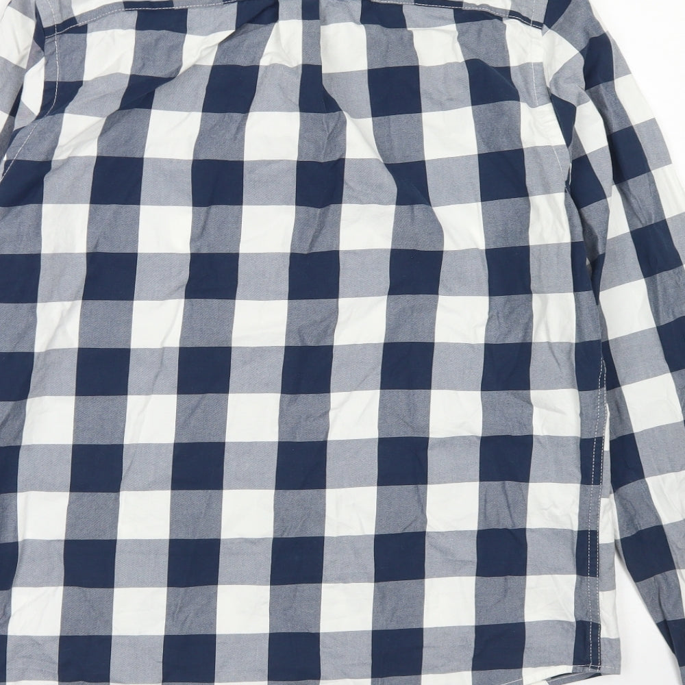 Abercrombie & Fitch Mens Blue Check Cotton  Button-Up Size L Collared Button - Muscle Fit