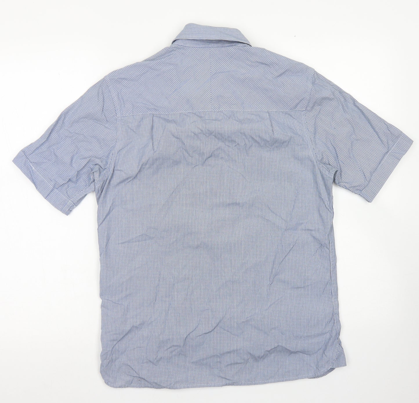 Fred Perry Mens Blue Plaid Cotton  Button-Up Size S Collared Button