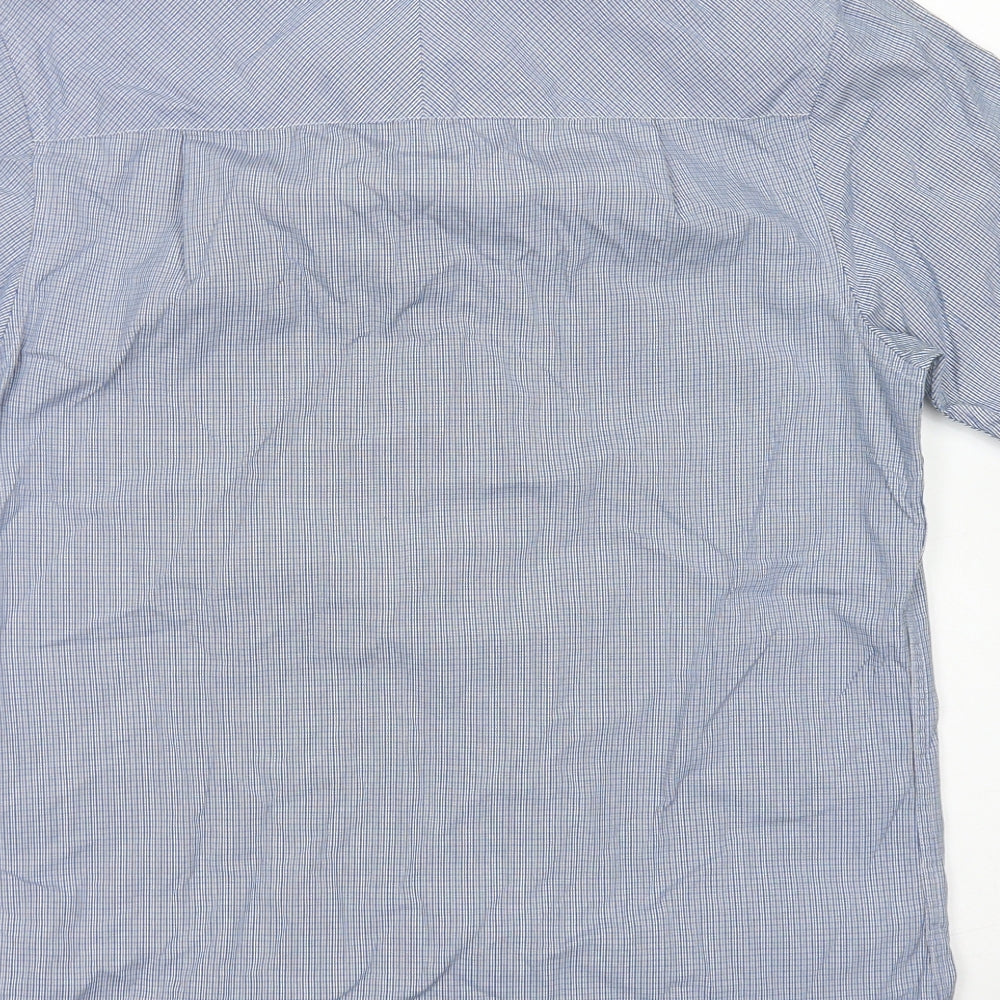 Fred Perry Mens Blue Plaid Cotton  Button-Up Size S Collared Button