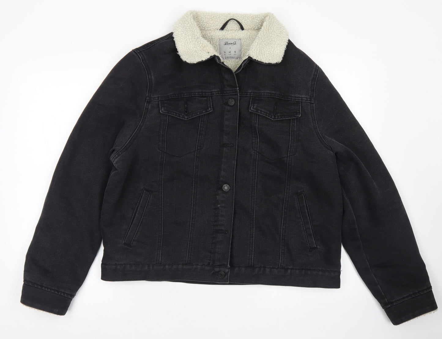 Denim Co Womens Black   Jacket  Size 14  Button - Fleece Linced
