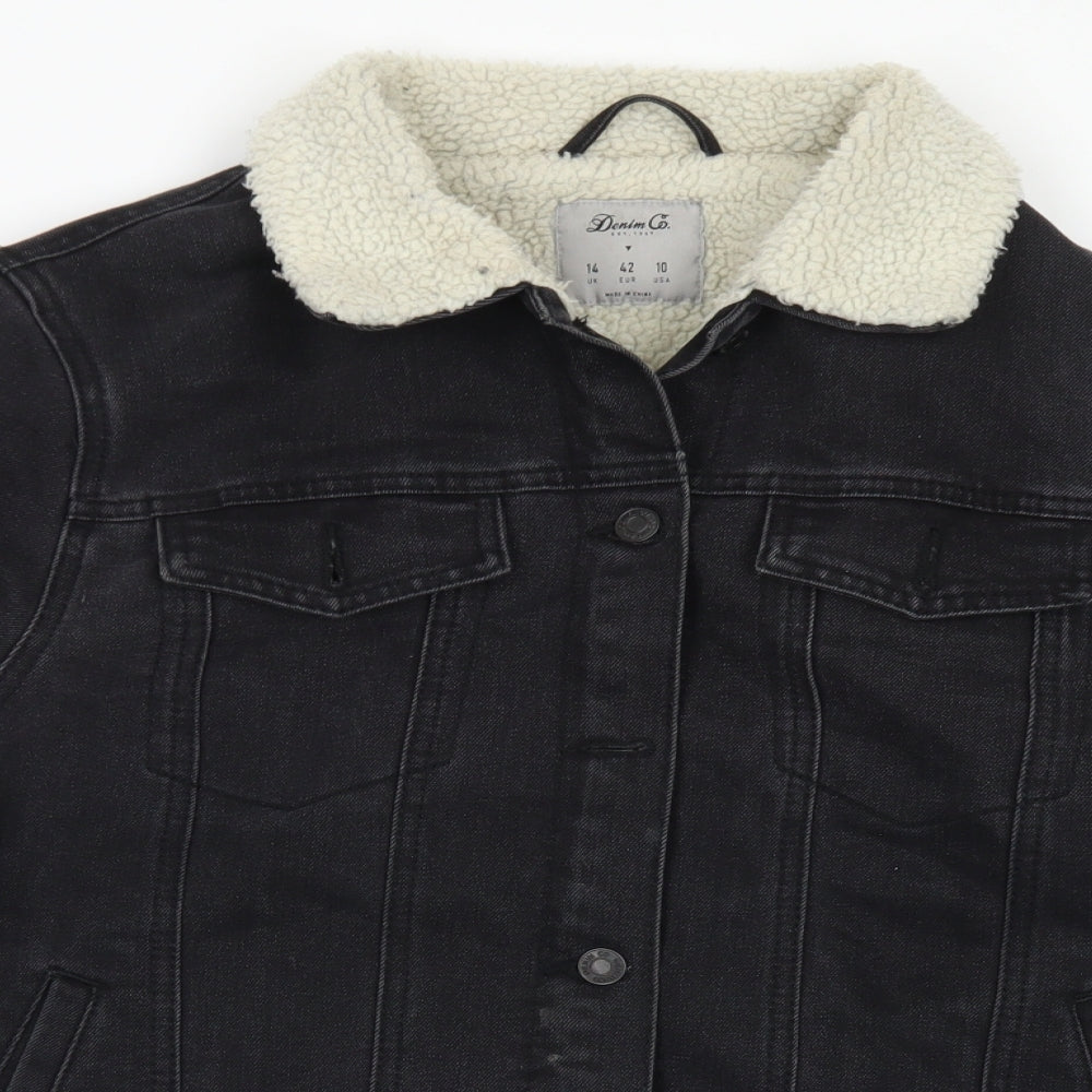 Denim Co Womens Black   Jacket  Size 14  Button - Fleece Linced