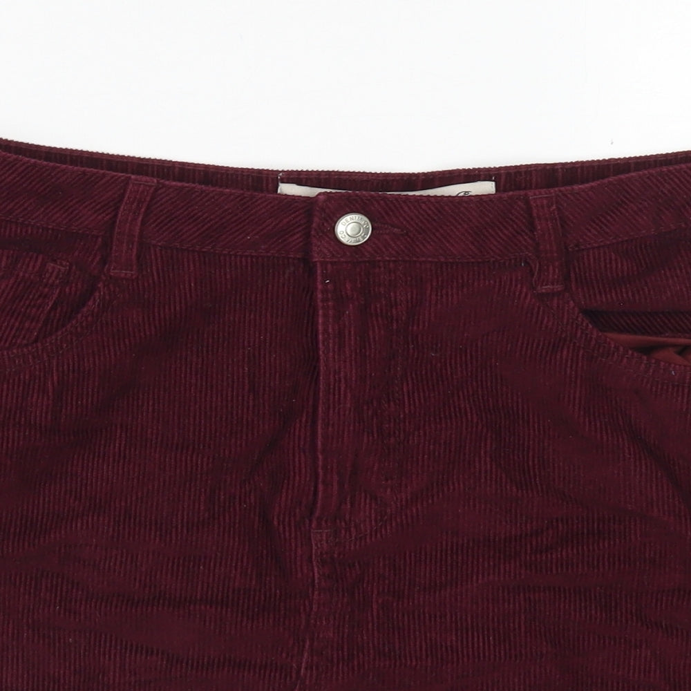 Denim Co Womens Red  Cotton A-Line Skirt Size 14   Button