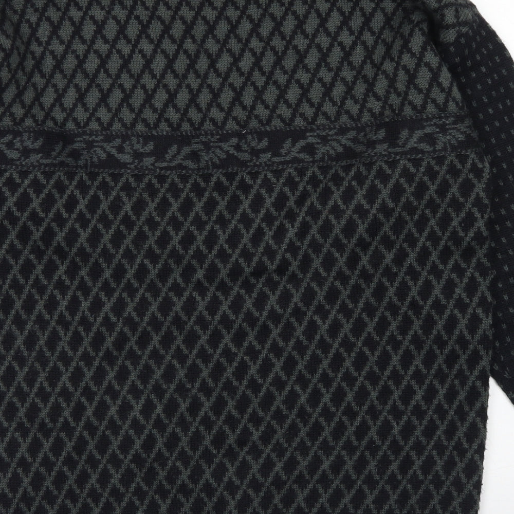 Esprit Mens Green Crew Neck Argyle/Diamond Acrylic Pullover Jumper Size L