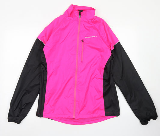 Front view of MuddyFox women’s pink rain coat jacket, size UK 10, zip