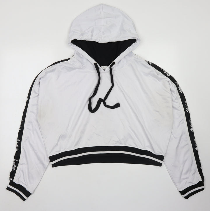 Missguided Womens White  Polyester Pullover Hoodie Size 16