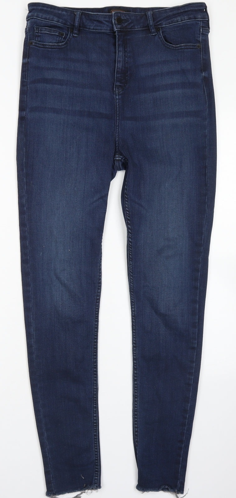 F&F Womens Blue  Cotton Skinny Jeans Size 14 L28 in Regular Button