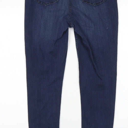 F&F Womens Blue  Cotton Skinny Jeans Size 14 L28 in Regular Button