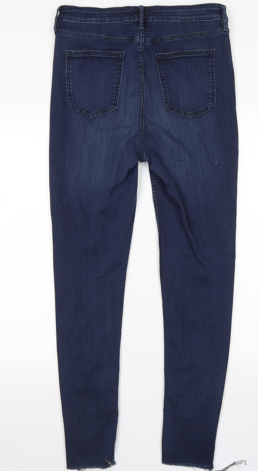 F&F Womens Blue  Cotton Skinny Jeans Size 14 L28 in Regular Button