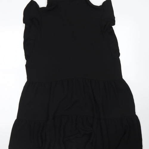 F&F Womens Black  Polyester Skater Dress  Size 14  Collared Button