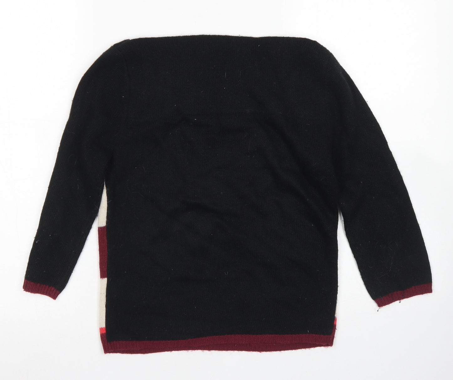 Topshop Womens Black Boat Neck Striped Acrylic Pullover Jumper Size 8