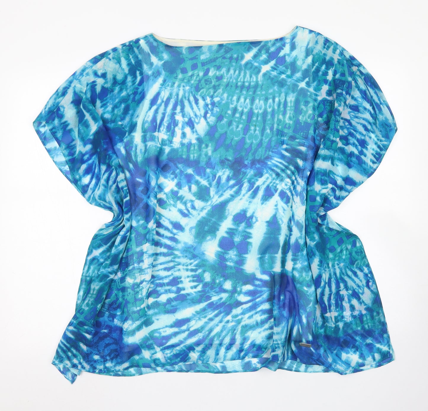 Calvin Klein Womens Blue  Polyester Basic Blouse Size L Round Neck