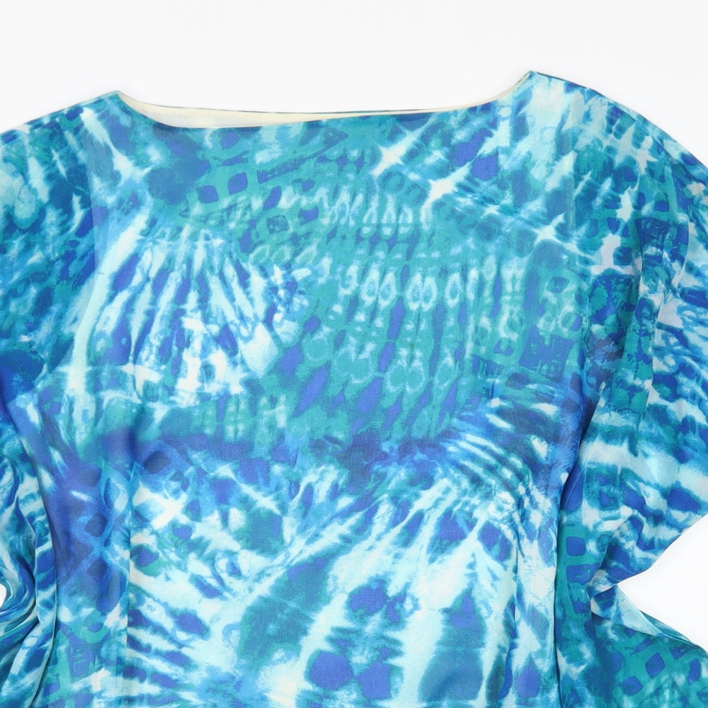 Calvin Klein Womens Blue  Polyester Basic Blouse Size L Round Neck