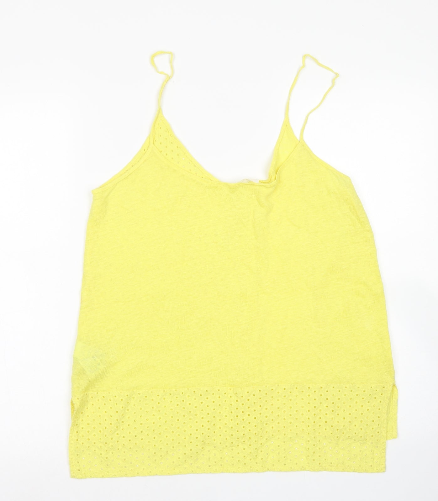 Zara Womens Yellow  Cotton Camisole T-Shirt Size M Round Neck