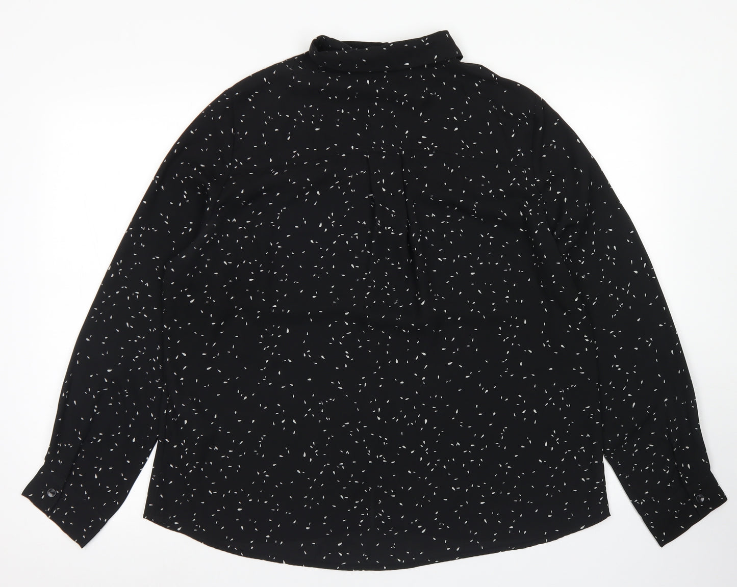 New Look Womens Black Polka Dot Polyester Basic Blouse Size 16 Collared